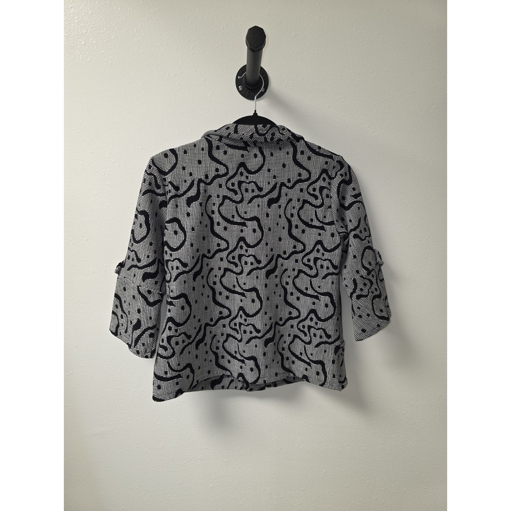 Andria Lieu Collection Black White Abstract Print Button Front Jacket Top Size L - Picture 7 of 7